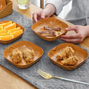 Axyaa Square Wood Grain Snack Plates for Food Storage and Serving Tray