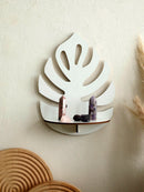 Axyaa White Leaf Wall Shelf: Stylish Home Decor & Plant Display Stand