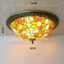 Axyaa Pastoral Glass Ceiling Lamp - European Style Colorful Round Fixture
