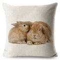 Axyaa Bunny Linen Cushion Cover - Cute Rabbit Throw Pillowcase - Home Decor