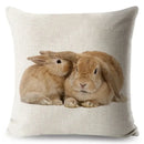 Axyaa Bunny Linen Cushion Cover - Cute Rabbit Throw Pillowcase - Home Decor