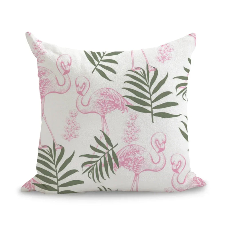 Axyaa Pink Flamingo Linen Cushion Cover: Cute Art Pillow Euro Cover Home Decor 45*45cm
