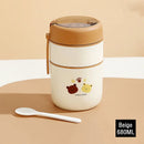 Axyaa Double-Layer Stainless Steel Thermal Lunch Box with Spoon and Bag