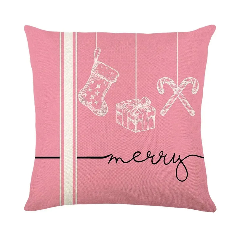 Christmas Party Pillowcase with Santa Claus & Snowman Print for Home Decoration by Axyaa.