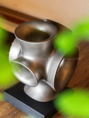 Axyaa Retro Grey Ceramic Pipe Flower Arrangement Geometric Pot Ornament