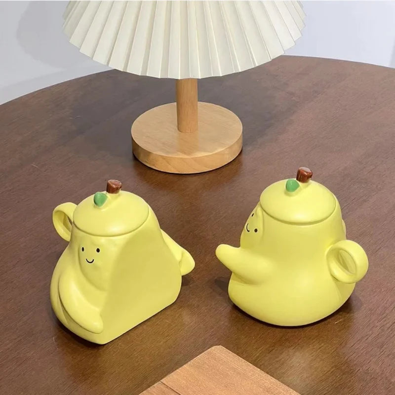 Axyaa Ceramic Couples Pear Mugs - Hugging Pear Milk Cups