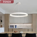 Axyaa Modern LED Round Chandelier for Home Indoor Lighting, Black/White, Living Room to Kitchen