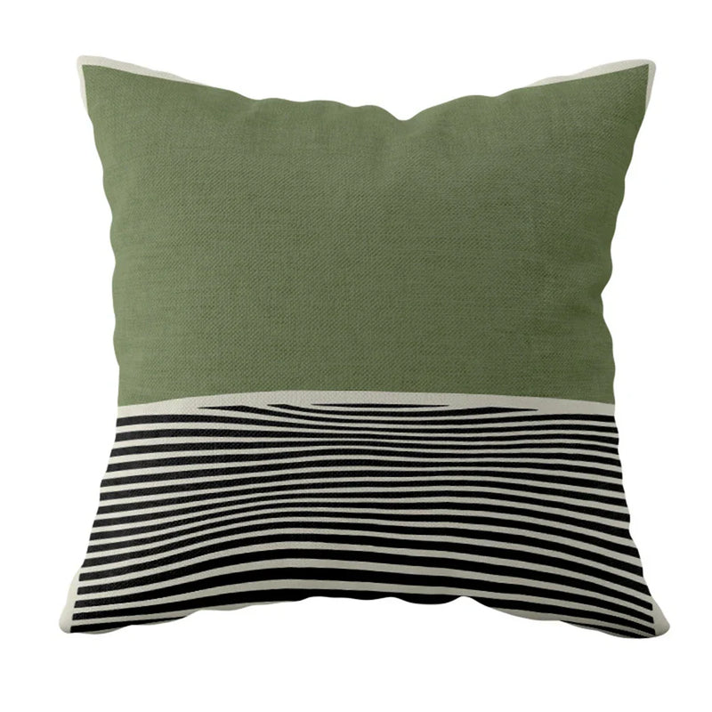 Axyaa Striped Daisy Abstract Art Pillowcase - Home Decor Square Cushion Cover