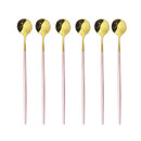 Axyaa Stainless Steel Long Spoon Set for Dessert Coffee Tea Stirring