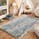 Axyaa Tie-Dye Memory Foam Plush Rug, Light Gray Large Rug for Living Room & Bedroom