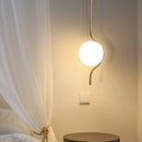 Axyaa Milky Glass Ball Pendant LED Sconces for Bedroom - Long Cable Hanging Lamp