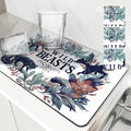Axyaa Plant Leaves Kitchen Mat - Absorbent, Antiskid, Quick Dry Dish Drying Pad