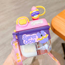 Axyaa Cartoon Double Water Bottles with Straw for Girls