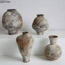 Axyaa Retro Ceramic Vase: Wabi Sabi Style Plant Pot for Aesthetic Room Decor