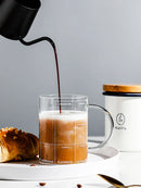 Axyaa Glass Brewing Coffee Mug with Scales & White Letters