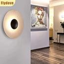Axyaa Circular Wood Grain LED Wall Lamp for Modern Living Room Lighting
