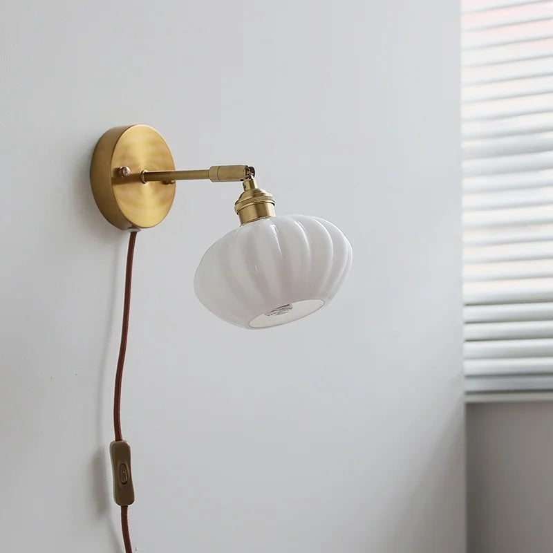 Axyaa White Glass LED Wall Lamps - Modern Nordic Interior, Up Down Rotate Lighting