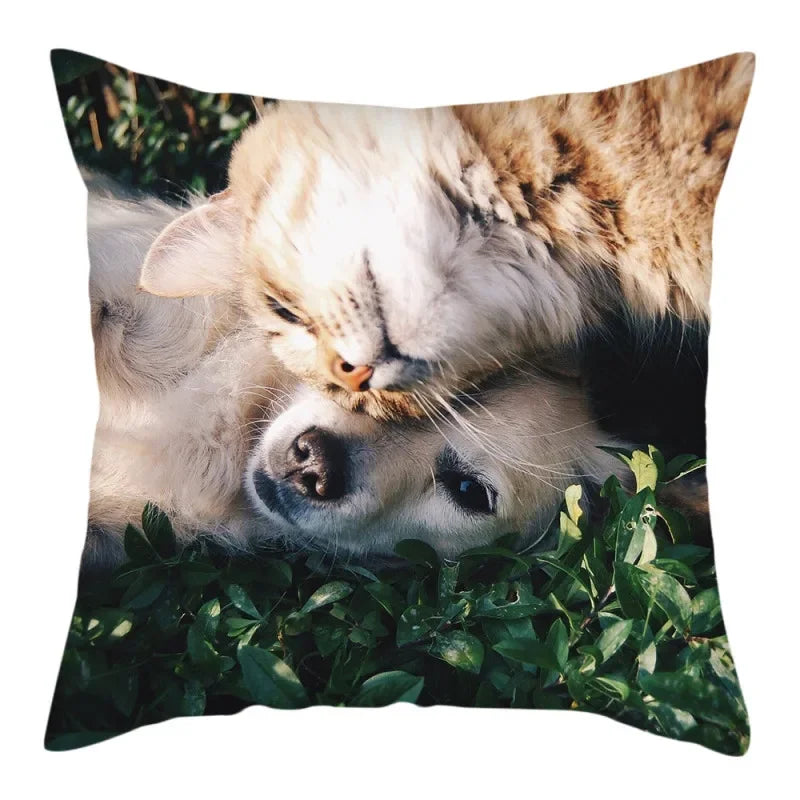 Axyaa Cat Dog Pet Polyester Pillow Cover Cushion Cover Home Sofa Decor 45x45cm