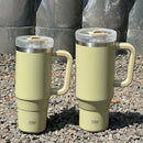 Axyaa Stainless Steel Thermal Coffee Mug with Handle and Straw - Large Capacity Insulated Cup