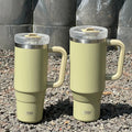 Axyaa Stainless Steel Tumbler Cup with Straw Handle, Insulated Coffee Mug, 40oz Thermos Bottle