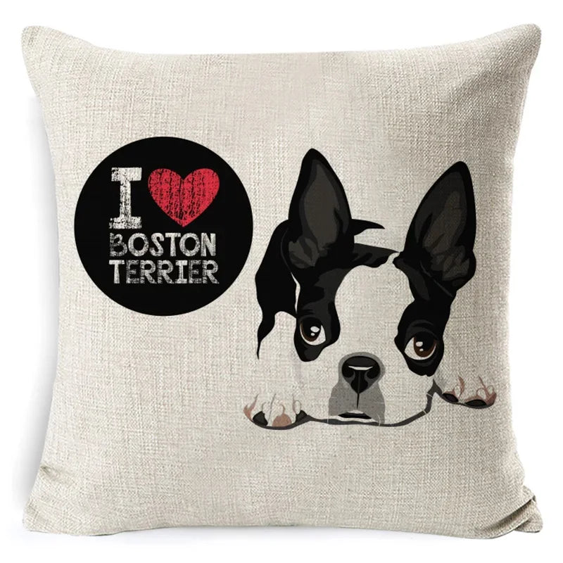 Dog Breed Cotton Linen Cushion Cover Set by Axyaa: Bull Terrier to Chihuahua & More