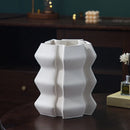 Axyaa Geometric Circle Ceramic Vase - White Streak Design - Handcrafted Floral Accessories
