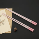 Axyaa Pink Cherry Blossom Non-Slip Alloy Chopsticks – Set of 5 Pairs