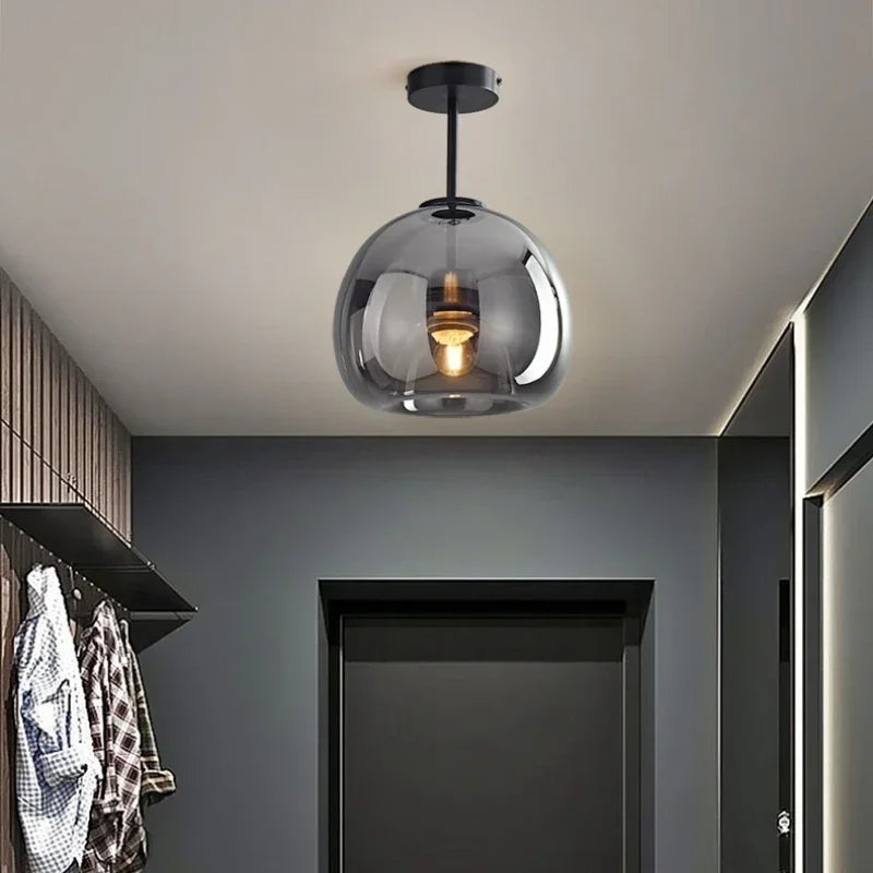 Axyaa Nordic Retro Glass Ceiling Lamp LED Pendant Chandelier for Luxe Home Decor