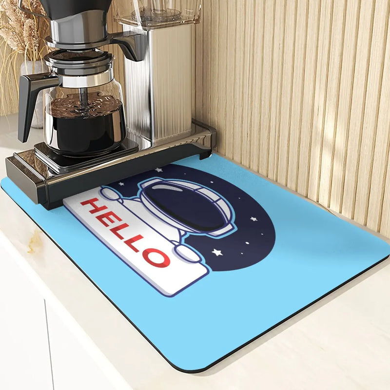 Axyaa Astronaut Silicone Dish Mat - Space Style Diatomaceous Earth Kitchen Accessory