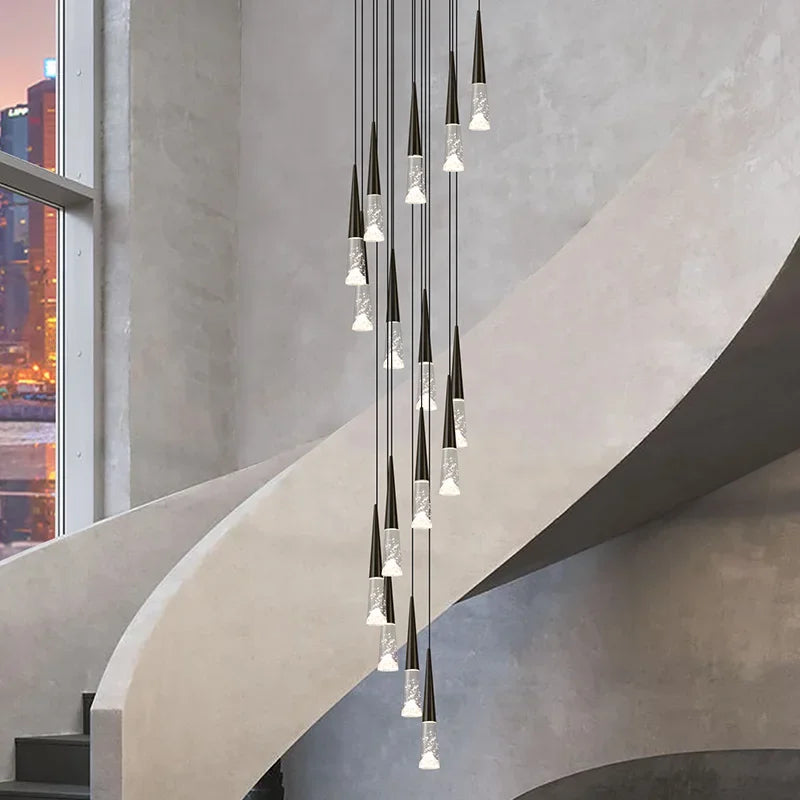 Axyaa Modern LED Chandelier, Nordic Rain Drop Pendant, Creative Staircase Indoor Hanging Lamp