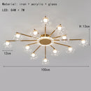Axyaa Modern Glass Ceiling Light in Black Gold Metal for Parlor Bedroom Dining Room