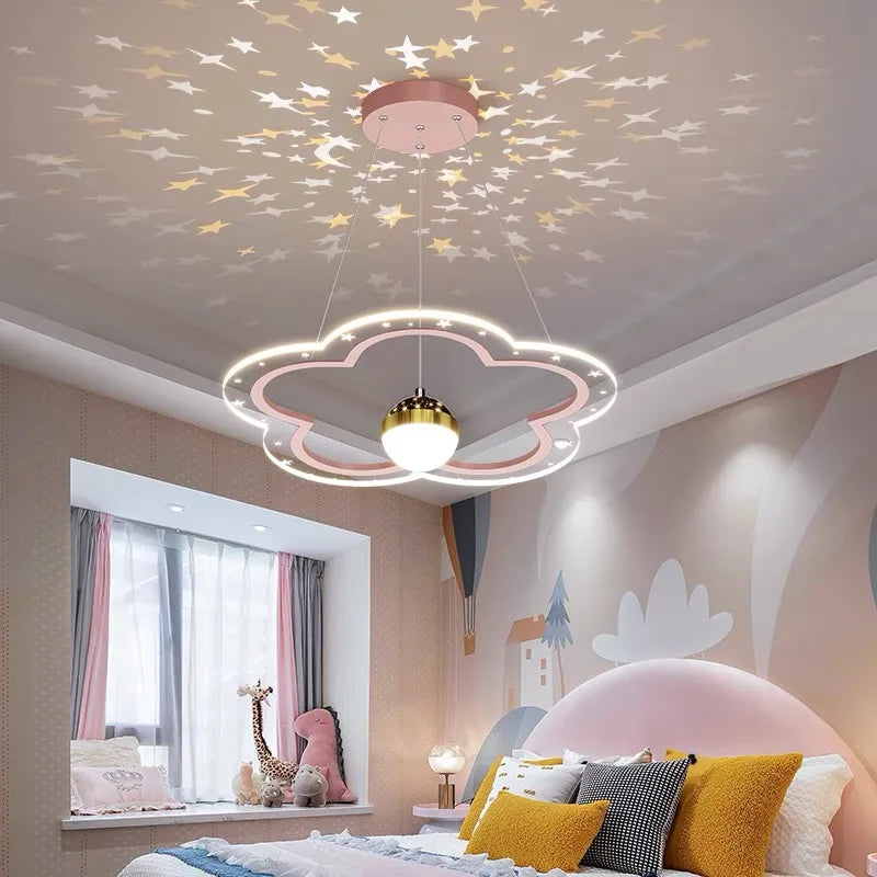 Axyaa Cloud Flower LED Chandelier: Starry Sky Decor for Kids' Bedroom or Study Hall