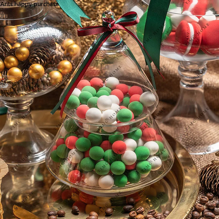 Glass Candy Jar with Lid - Christmas Tree Shape Decorative Bottle by Axya