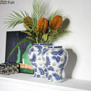 Axyaa Blue White Porcelain Vase Hydroponic Flower Arrangement Decor Craft