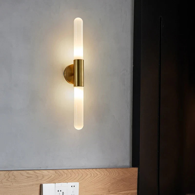 Axyaa White Glass Wall Sconce Gold Metal Lighting E27 110-240V
