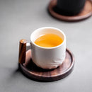 Axyaa Ceramic Kung Fu Teacup in Frosted Finish with Wooden Handle