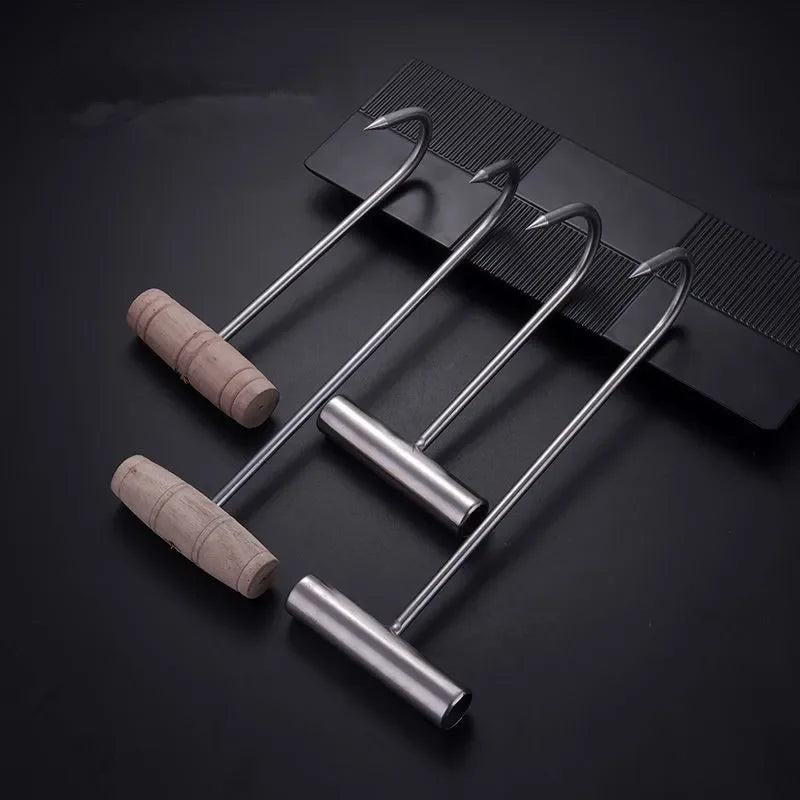 Axya Stainless Steel & Wood Handle BBQ Meat Hooks - Barbecue Tool Essentials
