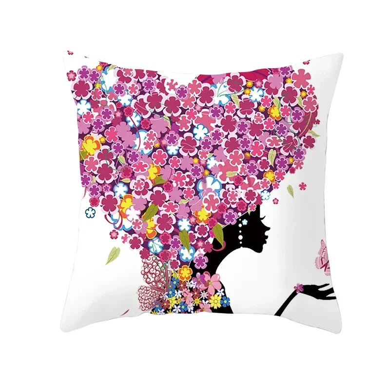 Axyaa Romantic Couple Pillowcases | Soft Cartoon Pattern Sofa Pillow Covers