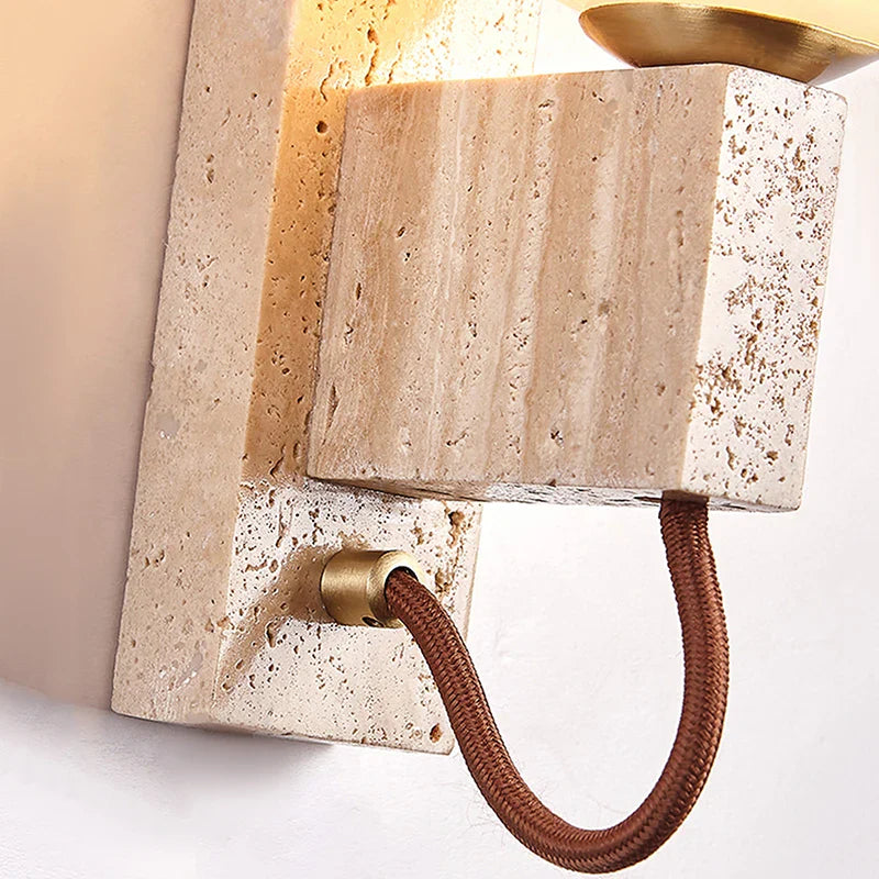 Axyaa Wabi Sabi Yellow Stone LED Wall Sconce: Simple Japanese Style for Home Decoration