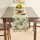 Axyaa Green Jacquard Table Runner with Tassels