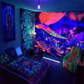 Axyaa Mushroom Glow Tapestry Trippy Gaming Wall Hanging Hippie Psychedelic Decor