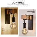 Axyaa Retro Wood Wall Sconce Lamp E27 Indoor Bedroom Lighting Vintage Fixture