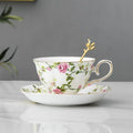 Axyaa Flower Tea Set with Porcelain Mug, Saucer, and Spoon