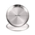 Axyaa Stainless Steel Round Shallow Tray Plate Set for BBQ Picnic Camping