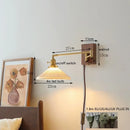 Axyaa Walnut Ceramic LED Wall Lamp Copper Arm Rotate Pull Chain Switch Mirror Light