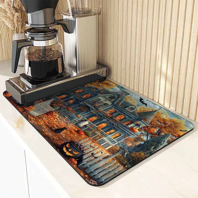 Axyaa Halloween Kitchen Draining Mat with Quick Dry Technology