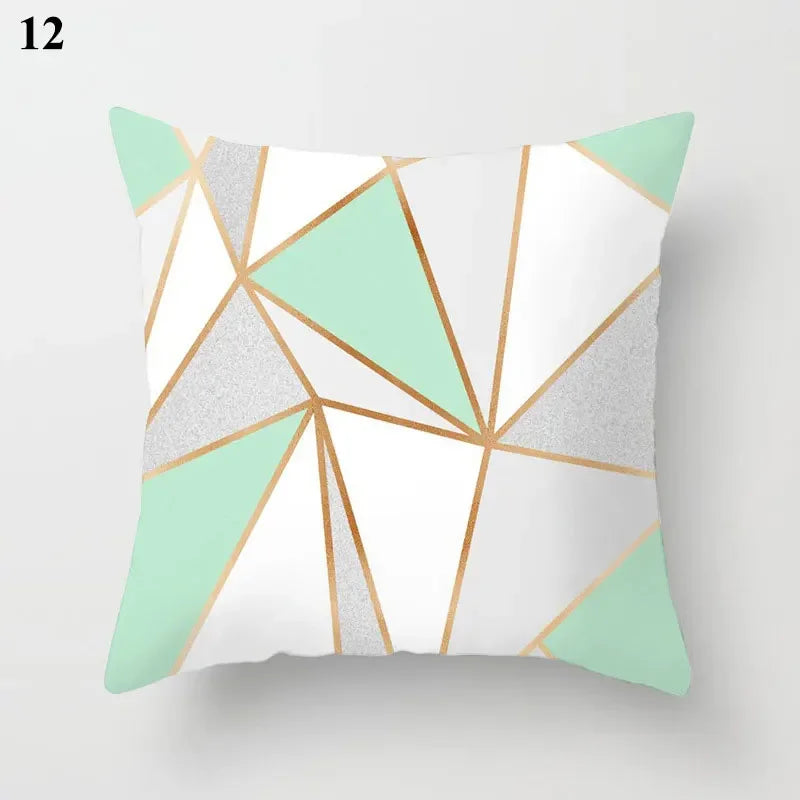 Axyaa Mint Green Blue Geometric Cushion Cover Modern Home Decor