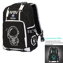 Axyaa Spaceman Print USB Charging Kids Backpack, Large Capacity, Waterproof, Multifunction