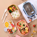 Axyaa 3 Grid Fruit Cartoon Lunch Box for Kids, Multi-function Organizer
