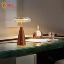 Axyaa Gold Lustre Wood Table Lamp LED for Bedroom Living Room Bar